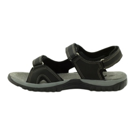 American Club Sandale cu inserție din piele americană 6201 negru 2