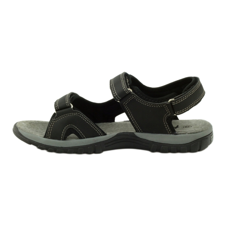 American Club Sandale cu inserție din piele americană 6201 negru 2