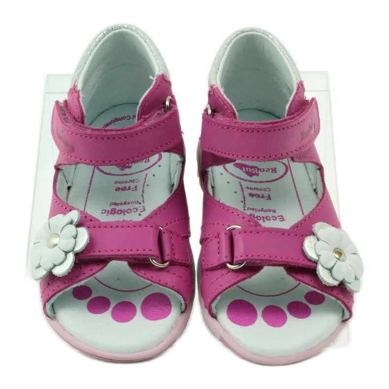 Ren But Sandale din piele din piele cu o floare 097 roz 4