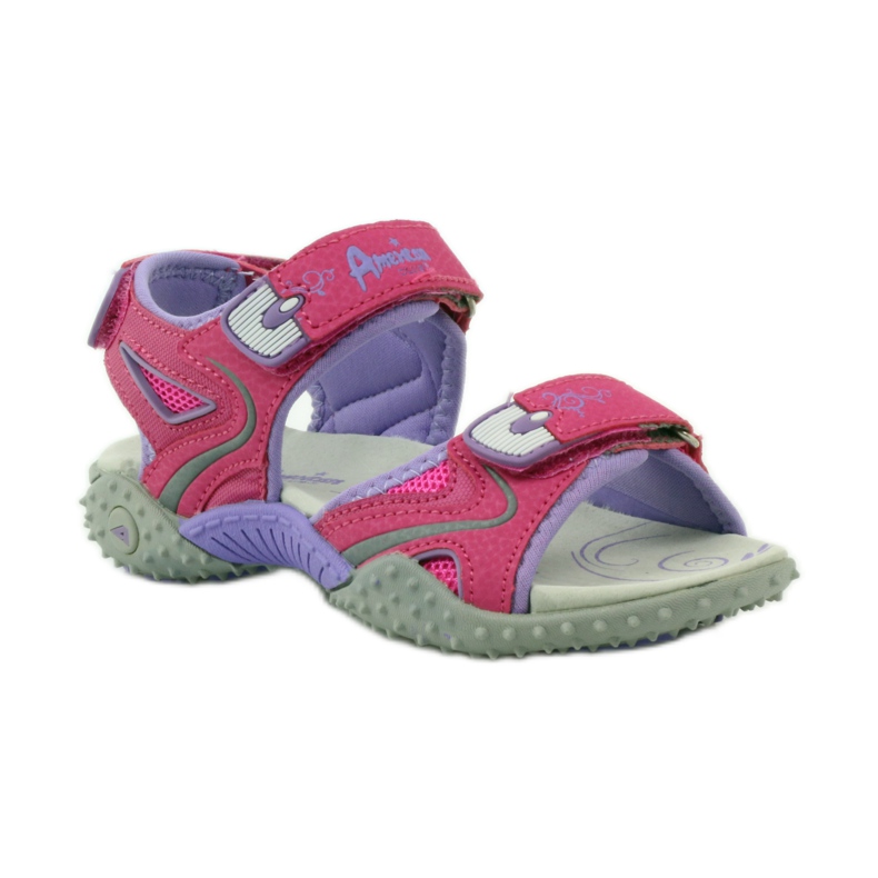 American Club Sandale cu inserție din piele americană 8580 roz violet 1