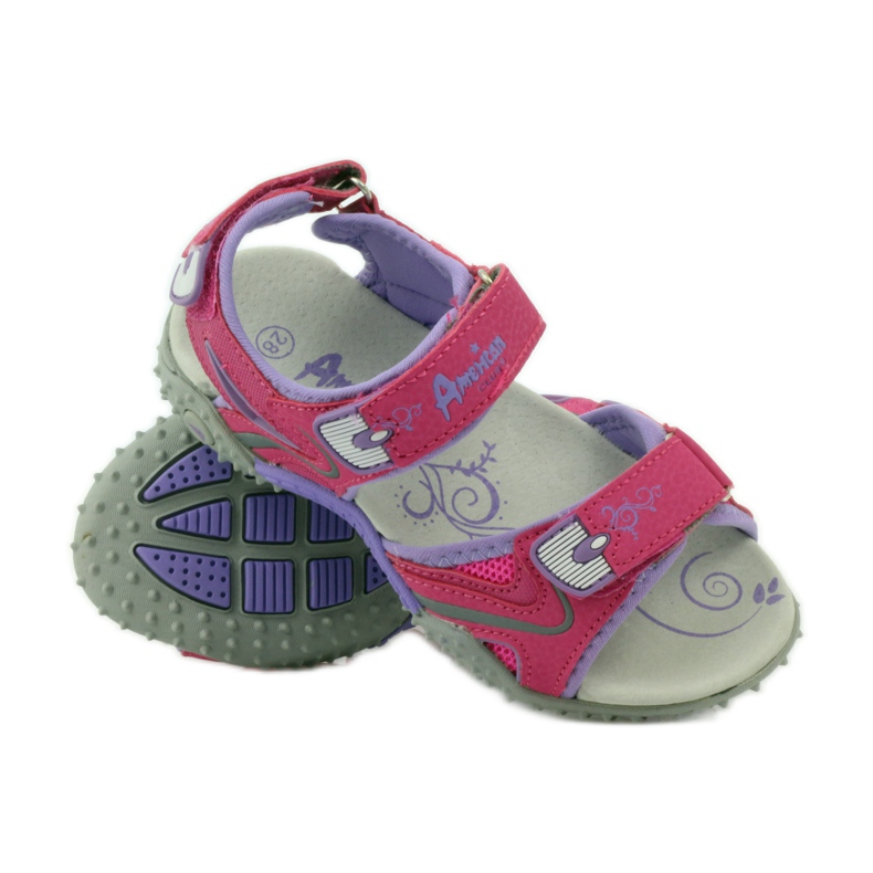 American Club Sandale cu inserție din piele americană 8580 roz violet 3