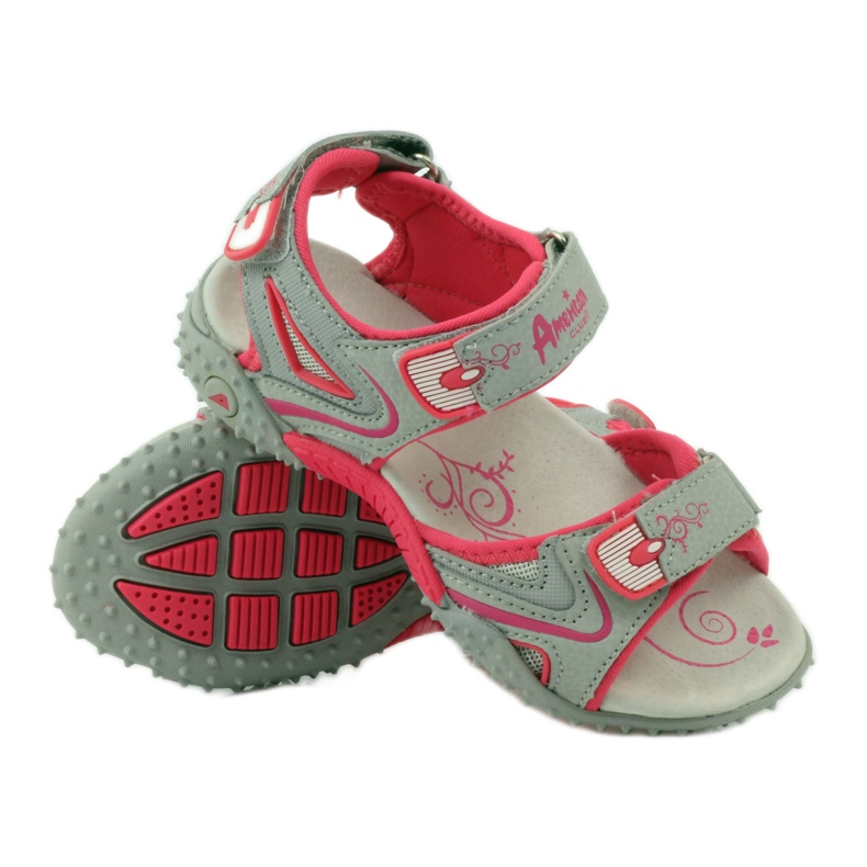 American Club Sandale cu inserție din piele americană 8580 multicolor gri 3