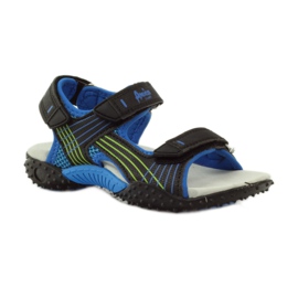 American Club Sandale cu inserție din piele americană 5261 negru albastru verde 1