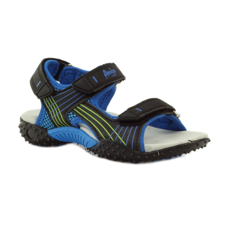 American Club Sandale cu inserție din piele americană 5261 negru albastru verde 1