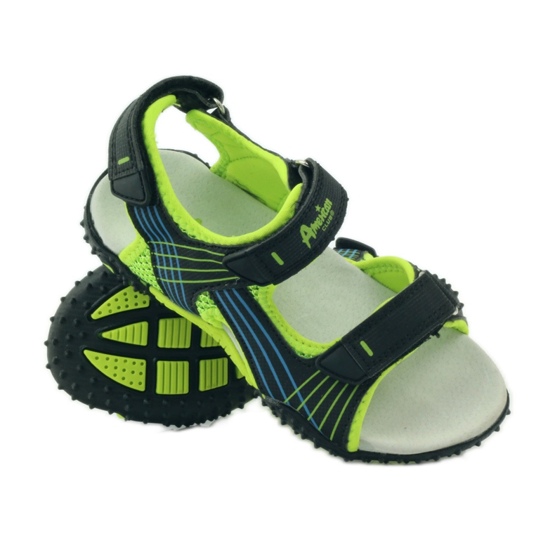 American Club Sandale cu inserție din piele americană 5261 verde negru 3