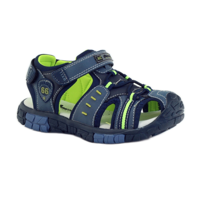 American Club Sandale pentru copii cu inserție din piele americană 93607 albastru marin verde portocale 1 American Club Sandale pentru copii cu inserție din piele americană 93607 albastru marin verde portocale 1