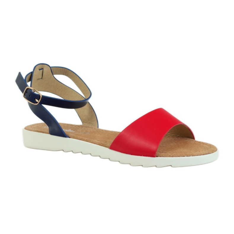 American Club Sandale americane cu branț din piele 170621 roșu albastru marin 1