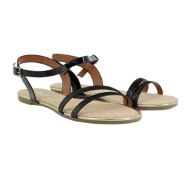 American Club Sandale cu sclipici americane negre 052 negru 3