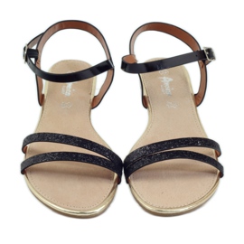 American Club Sandale cu sclipici americane negre 052 negru 4