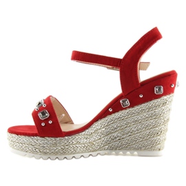 Espadrile roșii pe o pană roșie TS-2730 Red roșu 1