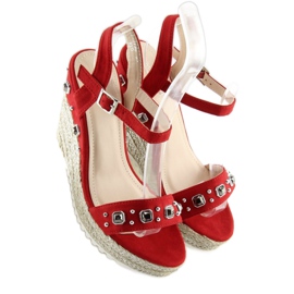Espadrile roșii pe o pană roșie TS-2730 Red roșu 2