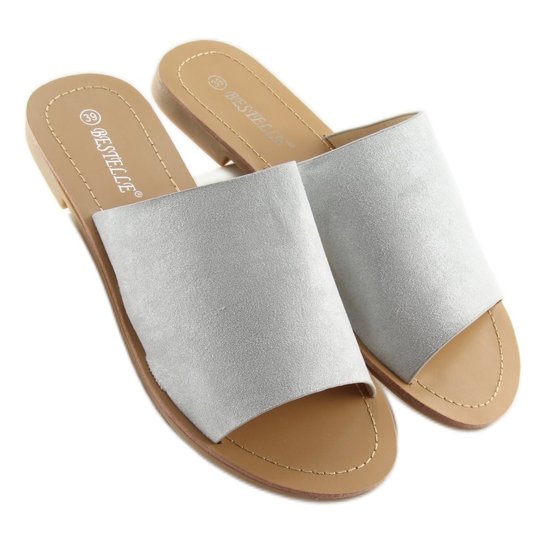 H8-116 Papuci gri drepti, gri 2