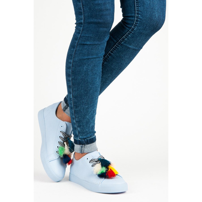 Ideal Shoes Pantofi Albastri Cu Franjuri albastru 2