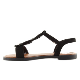 Sandale de damă din piele intoarsa neagra WL-001 negru 1