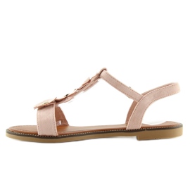 Sandale de damă din piele intoarsa roz WL-001 1