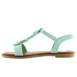 Sandale de damă din piele intoarsa menta WL-001 verde 1