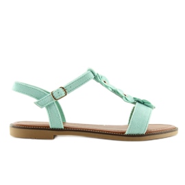 Sandale de damă din piele intoarsa menta WL-001 verde 2