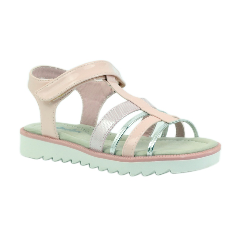 American Club Sandale cu inserție din piele americană 16903 roz gri 1