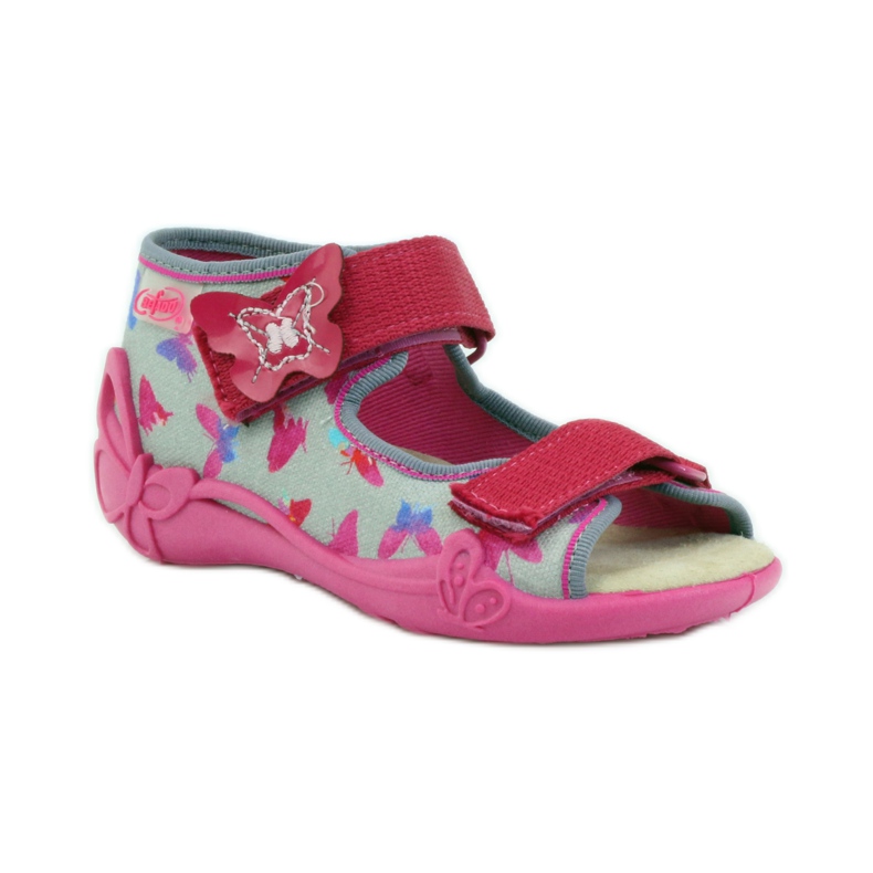 Sandale Befado 242p077 cu inserție din piele roz gri 1