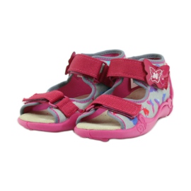 Sandale Befado 242p077 cu inserție din piele roz gri 3
