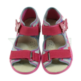 Sandale Befado 242p077 cu inserție din piele roz gri 4