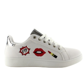 Adidași FB-15 WHITE / SILVER cu petice buzele dulci alb 1
