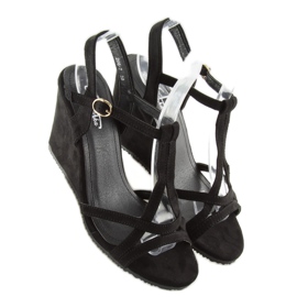 Sandale cu pană negre 266-7 negre negru 1