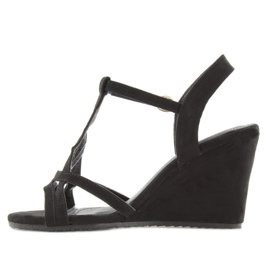 Sandale cu pană negre 266-7 negre negru 2