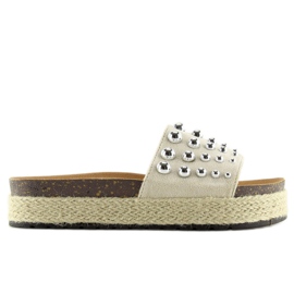 Espadrile papuci cu crampoane Beige S03 bej 2