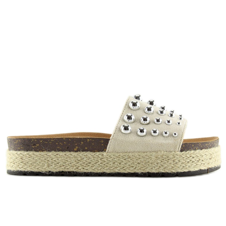 Espadrile papuci cu crampoane Beige S03 bej 2