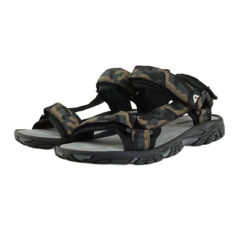 American Club Sandale din piele American 1728 camo gri maro negru 3