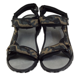 American Club Sandale din piele American 1728 camo gri maro negru 4