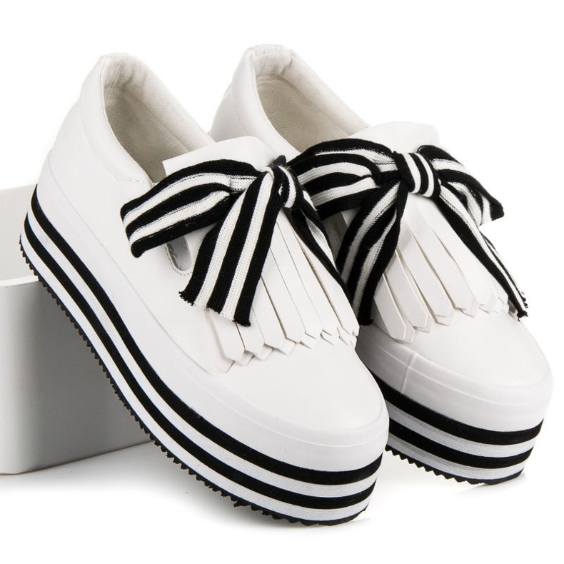 Tenisi la modă Vices alb negru 2