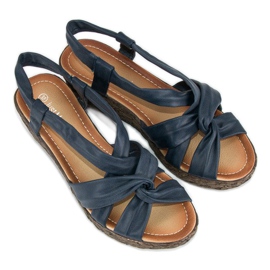 Sandale cu pană slip-on albastru 3