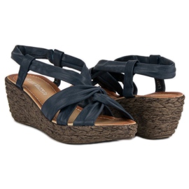 Sandale cu pană slip-on albastru 2