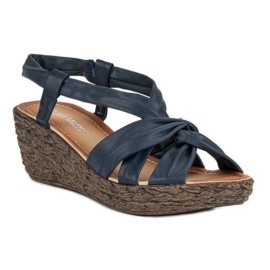 Sandale cu pană slip-on albastru 4
