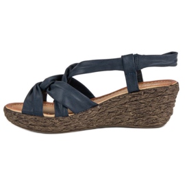 Sandale cu pană slip-on albastru 5
