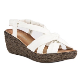 Sandale cu pană slip-on alb 1
