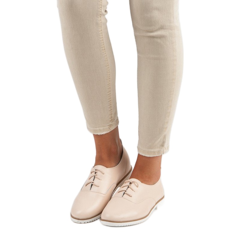 MAZARO Pantofi Bej din Piele 1