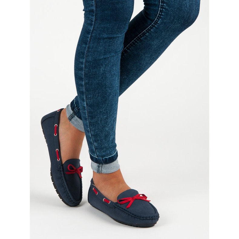 Tullo Mocasini eleganti din piele intoarsa albastru 1