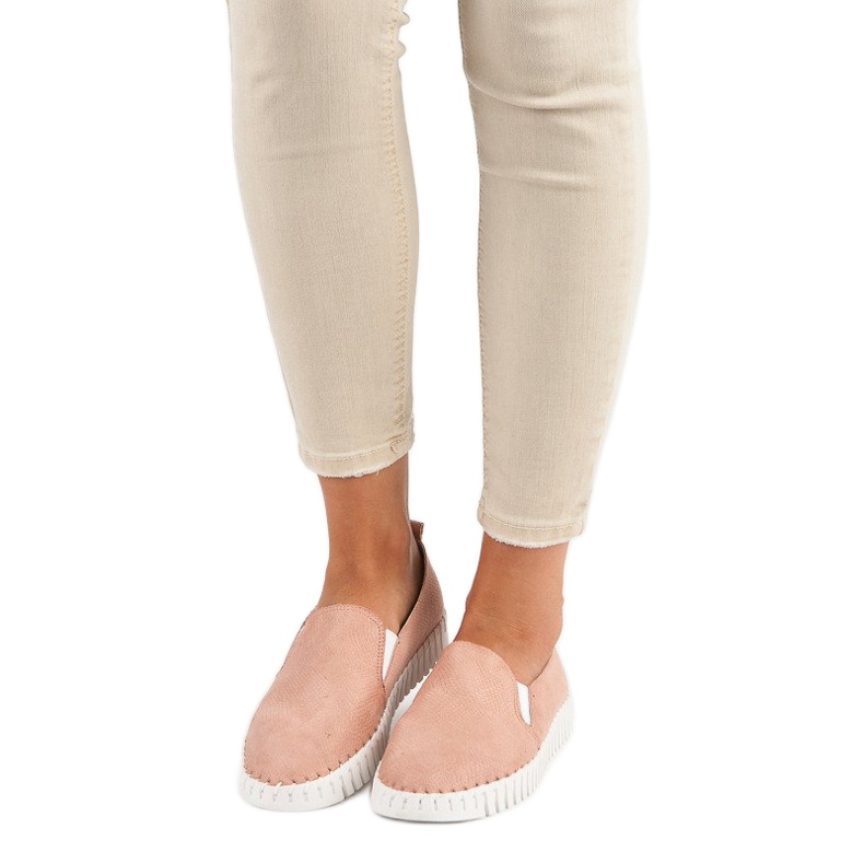 Tullo Slipons din piele de căprioară roz 1