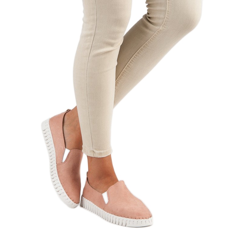 Tullo Slipons din piele de căprioară roz 2