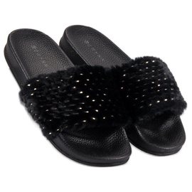 Erynn Papuci negri cu blană negru 2