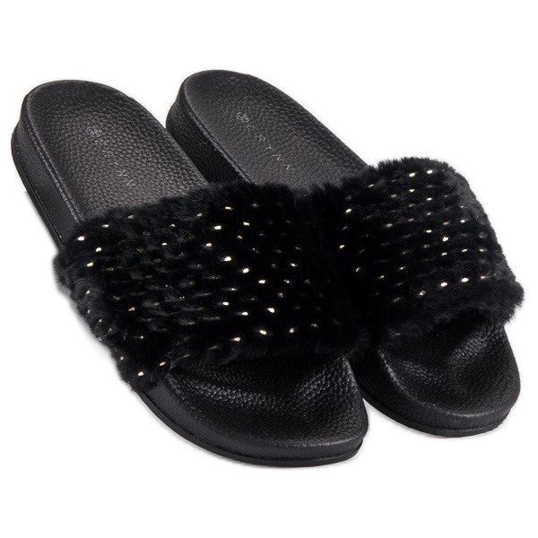 Erynn Papuci negri cu blană negru 2