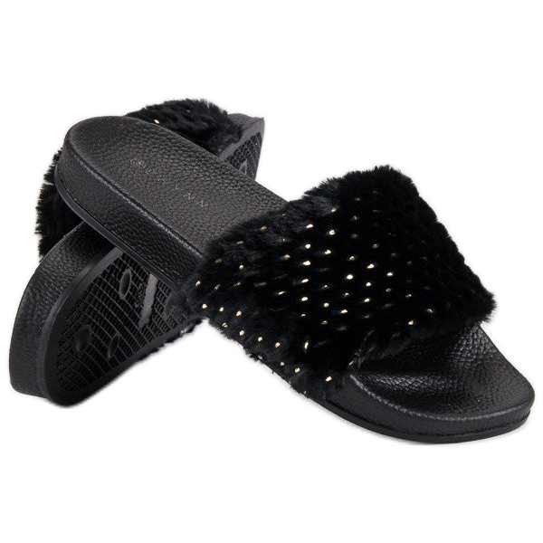 Erynn Papuci negri cu blană negru 1