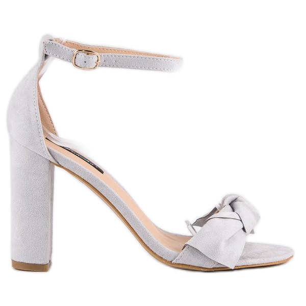 Sandale de piele intoarsa pe un post gri 2