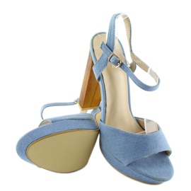 Sandale din denim pe un stâlp albastru 9833 2