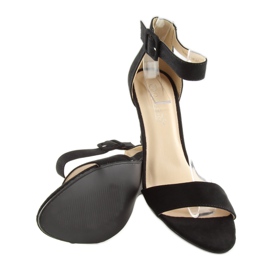 Sandale negre pe tocuri joase BL076 negru 4