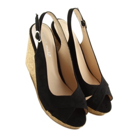 Sandale negre pe toc de plută 6421 negru 1