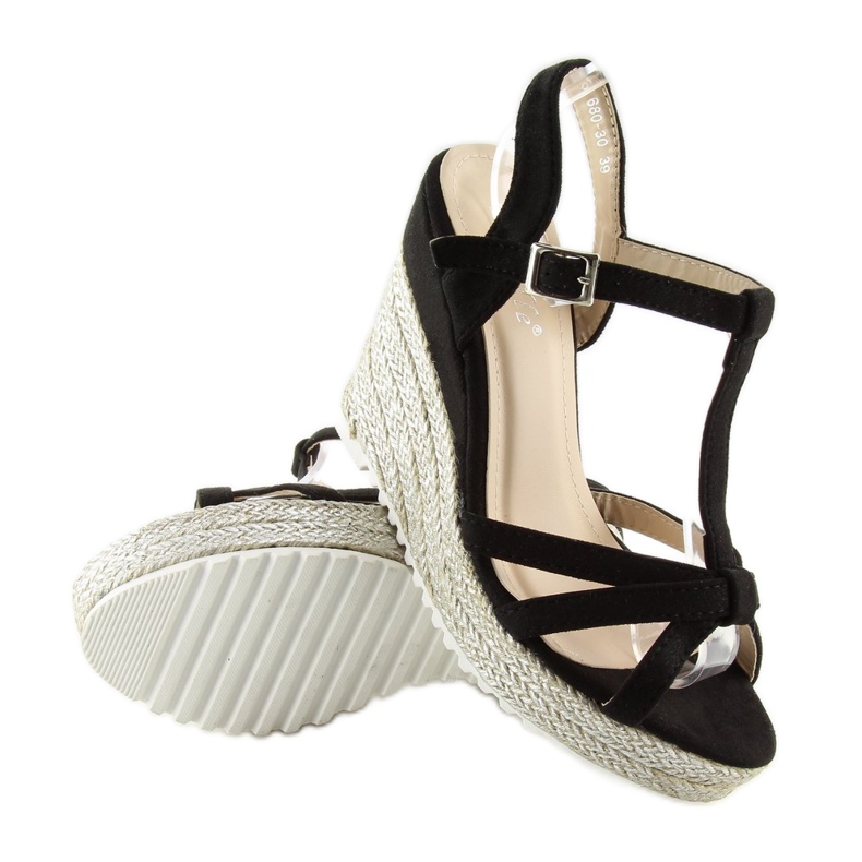 Sandale negre, espadrile pe pane, negru 680-30 Negru 2